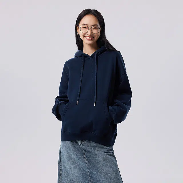 初语 休闲纯色加绒加厚连帽卫衣 女款