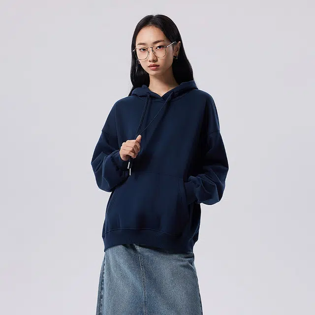 初语 休闲纯色加绒加厚连帽卫衣 女款