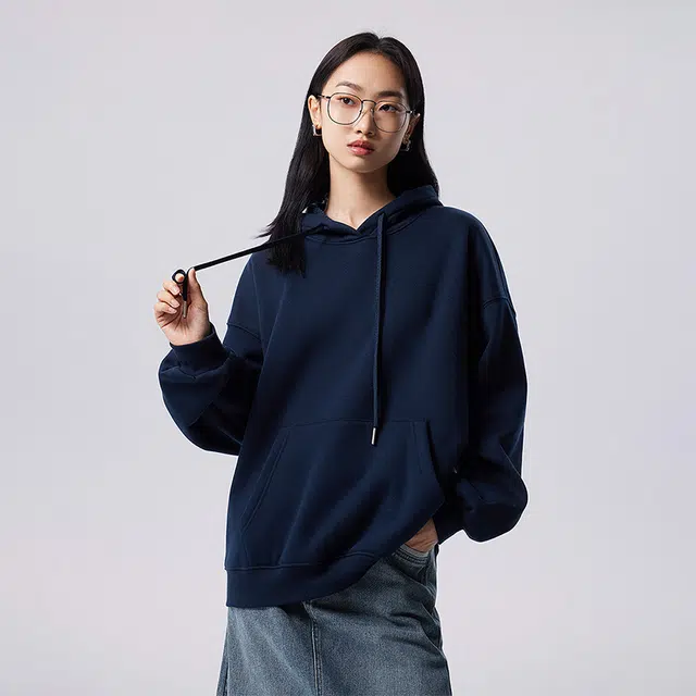 初语 休闲纯色加绒加厚连帽卫衣 女款