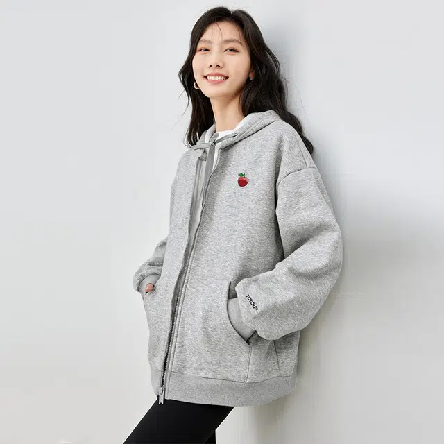 初语 水果蔬菜连帽宽松时尚拉链开衫卫衣 女款
