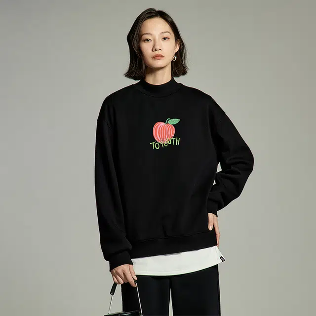 初语 水果套头宽松半高领加绒卫衣 女款