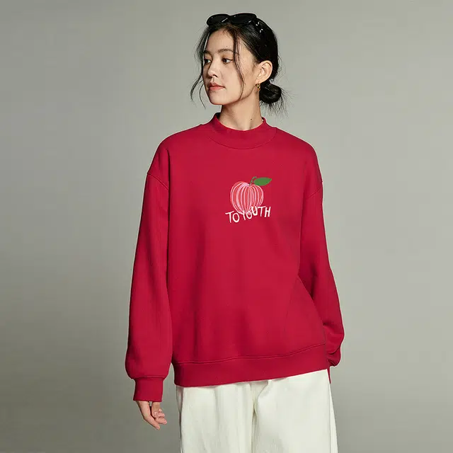 初语 水果套头宽松半高领加绒卫衣 女款