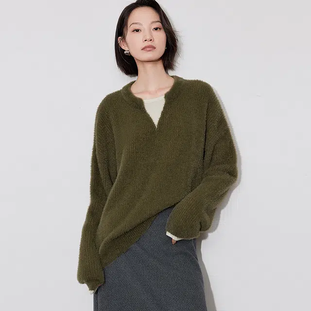 初语 假两件舒适长袖毛衣 女款