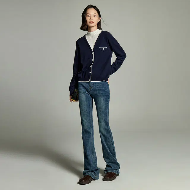 初语 假两件半高领套头针织衫 女款