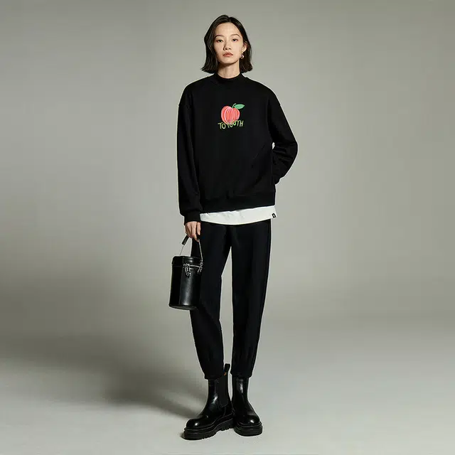 初语 水果套头宽松半高领加绒卫衣 女款