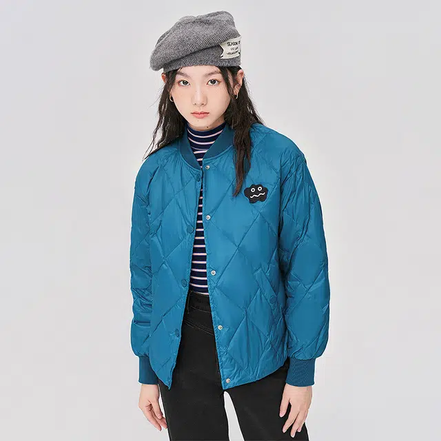 初语 轻薄短款立领防风保暖棒球服羽绒服 女款