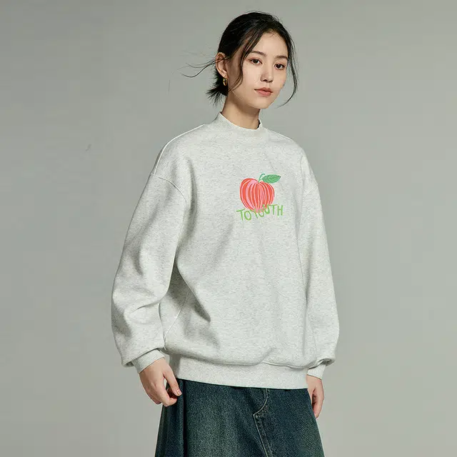 初语 水果套头宽松半高领加绒卫衣 女款