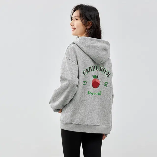初语 水果蔬菜连帽宽松时尚拉链开衫卫衣 女款