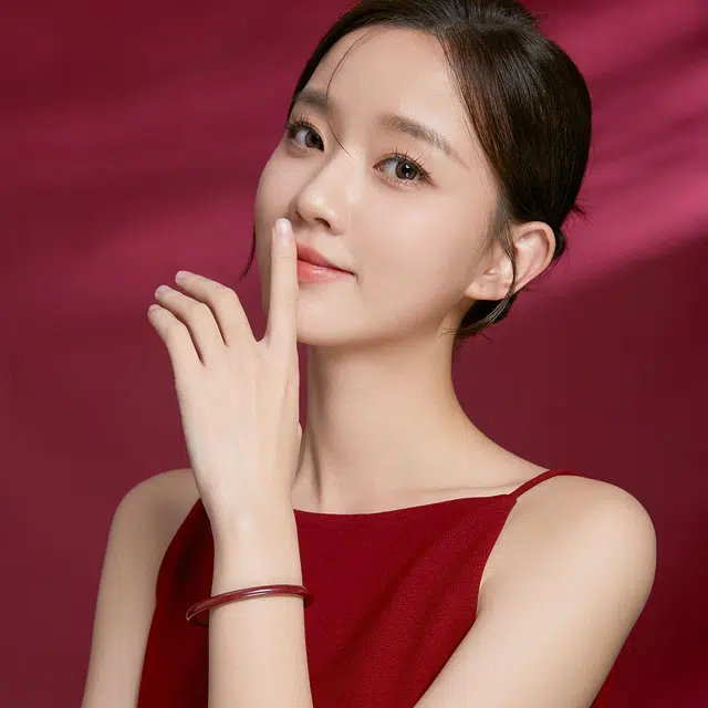 翠雅金楼 新中式复古国潮素圈镯 朱砂 玉石手镯 女款