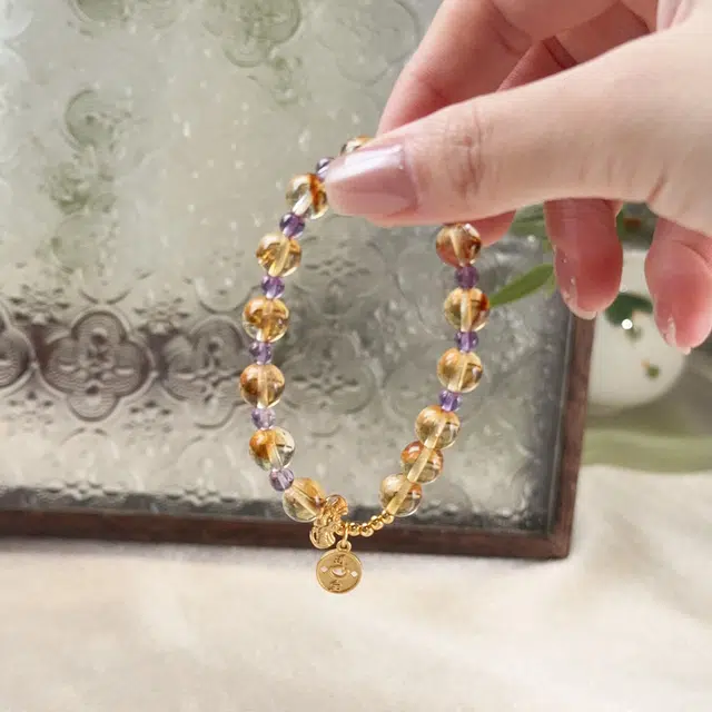 翠雅金楼 接泼天富贵 招财纳福新中式国潮财源广进聚财转运手饰 日常通勤百搭#好运天然 黄水晶 手串 女款