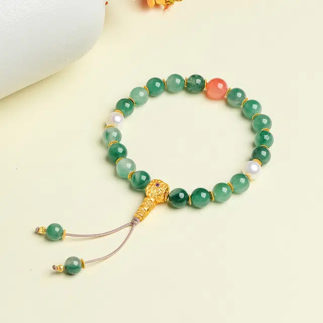 翠雅金楼 新中式设计感 鸿运当头福气连绵 典雅复古高级感气质优雅百搭礼盒装#好运 非洲翠 手串 女款