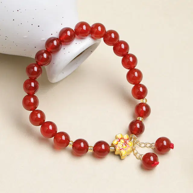 翠雅金楼 鸿运当头 精致显白红色新中式国潮国风大气百搭优雅大方转运珠 招财纳福小众设计感#好运天然 玛瑙 手串 女款