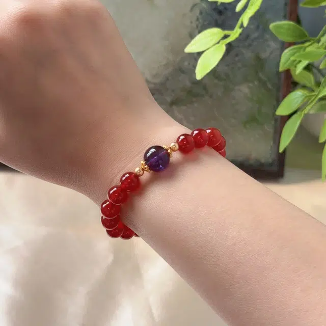 翠雅金楼 新中式复古国潮民族风招财纳福时来运转紫晶转运珠串珠手饰 精致简约日常百搭通勤腕饰#好运天然 玛瑙 手串 女款