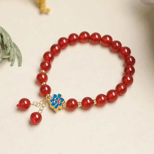 翠雅金楼 鸿运当头 精致显白红色新中式国潮国风大气百搭优雅大方转运珠 招财纳福小众设计感#好运天然 玛瑙 手串 女款
