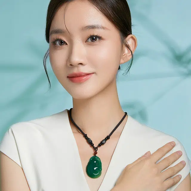 翠雅金楼 如意祥云平安锁转运 气质款 玉髓 玉石吊坠 男女同款情侣款 玉髓