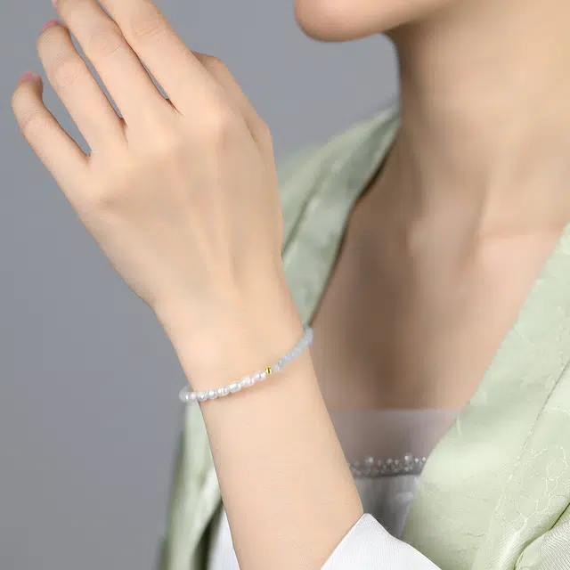 翠雅金楼 纤纤美人系列精致 清新 石英石珍珠水晶 手串 女款
