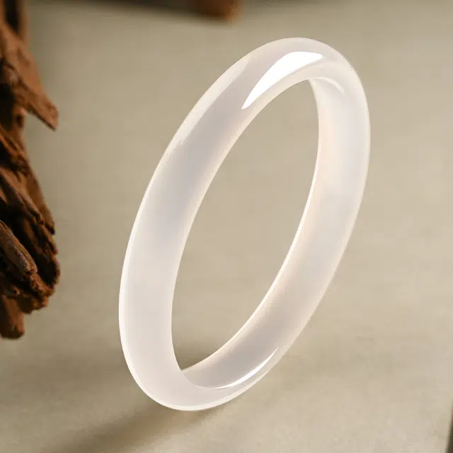 翠雅金楼 清冷白月光 新中式江南美人古典雅韵冰 国风汉服旗袍 透亮正圆荔枝冻简约百搭温柔气质优雅#好运 玉髓 手镯 女款