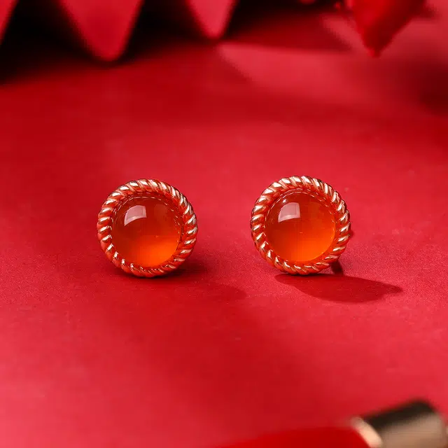 翠雅金楼 新中式国风 大气优雅 玛瑙 玉石耳钉 男女同款情侣款