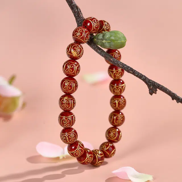 翠雅金楼 本命年中国红 新中式复古国潮民族风平安转运招财大气高级感祥云如意图腾水逆退散#好运 再造辰砂朱砂 手串 男女同款情侣款