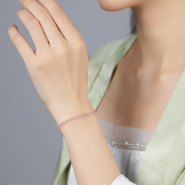 翠雅金楼 纤纤美人系列精致 清新 石英石珍珠水晶 手串 女款