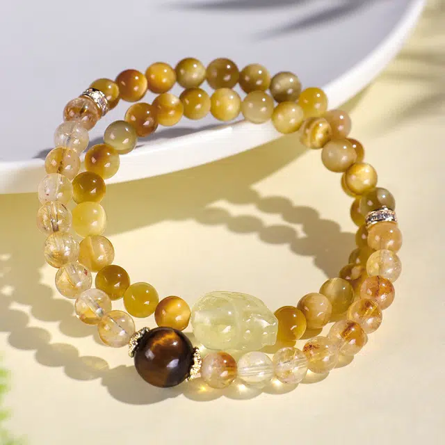 翠雅金楼 新中式柠檬晶貔貅双圈 招财转运吸金暴富#好运步步高升水晶水逆退散事业有成 百搭气质高级感 虎眼石 手串 男女同款情侣款