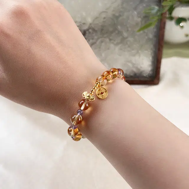 翠雅金楼 接泼天富贵 招财纳福新中式国潮财源广进聚财转运手饰 日常通勤百搭#好运天然 黄水晶 手串 女款