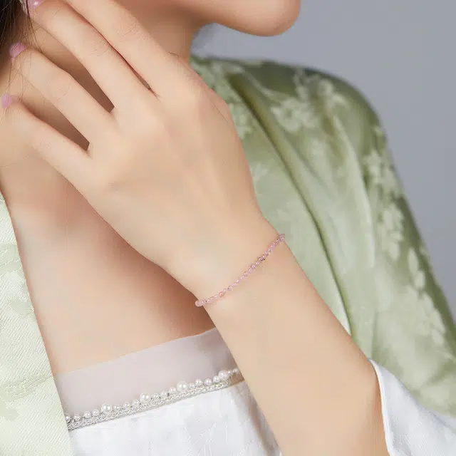 翠雅金楼 纤纤美人系列精致 清新 石英石珍珠水晶 手串 女款