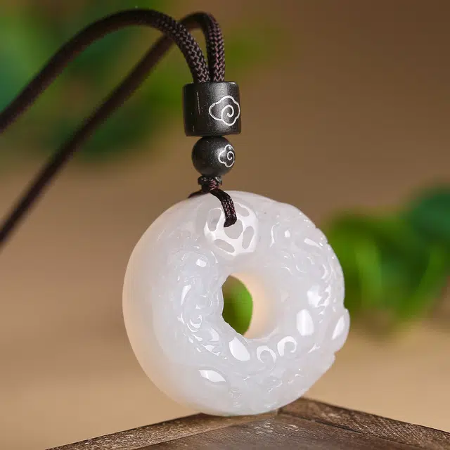 翠雅金楼 新中式吉祥如意貔貅平安扣玉佩吊坠 玉髓 玉石项链 男女同款情侣款