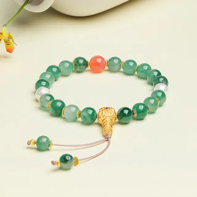 翠雅金楼 新中式设计感 鸿运当头福气连绵 典雅复古高级感气质优雅百搭礼盒装#好运 非洲翠 手串 女款