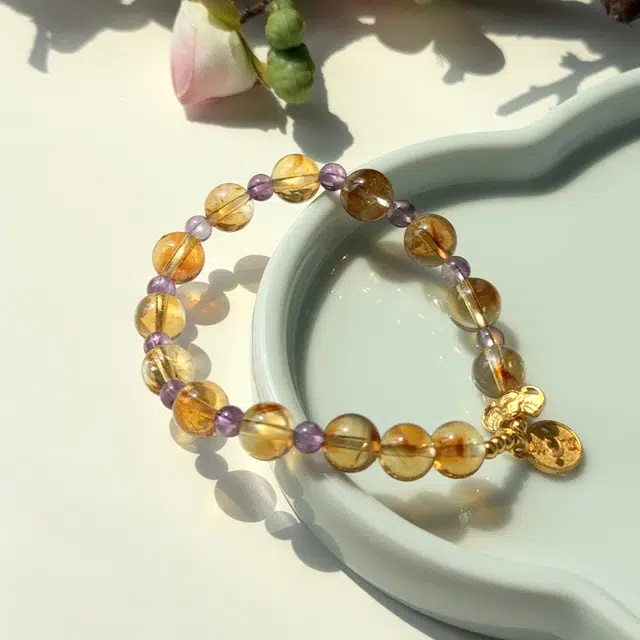 翠雅金楼 接泼天富贵 招财纳福新中式国潮财源广进聚财转运手饰 日常通勤百搭#好运天然 黄水晶 手串 女款