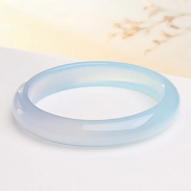 【清冷美人】 翠雅金楼 高品质天空蓝玉镯 清新浅蓝色新中式国风美学 轻奢高级感温婉江南风情古典优雅百搭#好运 玉髓 手镯 女款