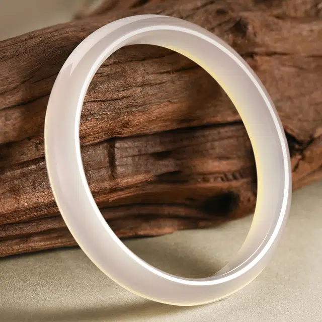 翠雅金楼 清冷白月光 新中式江南美人古典雅韵冰 国风汉服旗袍 透亮正圆荔枝冻简约百搭温柔气质优雅#好运 玉髓 手镯 女款