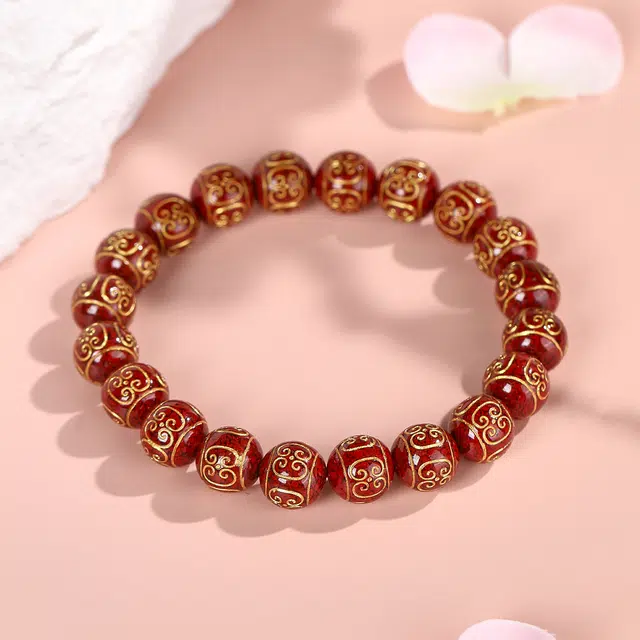 翠雅金楼 本命年中国红 新中式复古国潮民族风平安转运招财大气高级感祥云如意图腾水逆退散#好运 再造辰砂朱砂 手串 男女同款情侣款