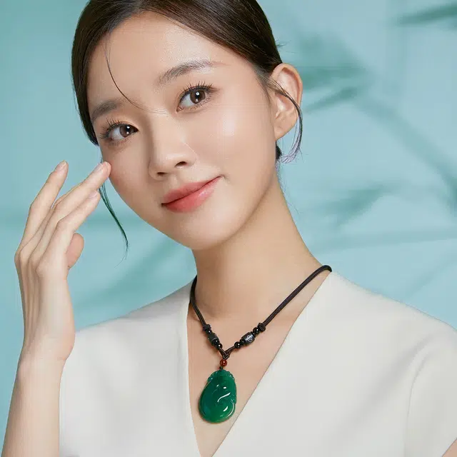 翠雅金楼 如意祥云平安锁转运 气质款 玉髓 玉石吊坠 男女同款情侣款 玉髓