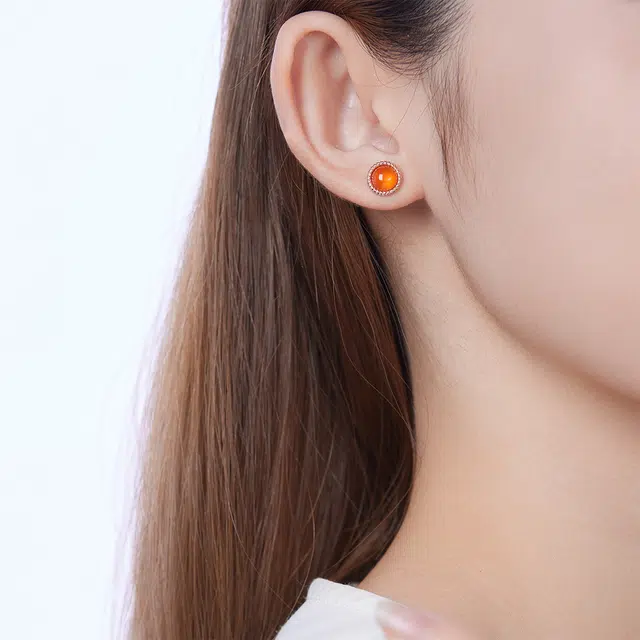 翠雅金楼 新中式国风 大气优雅 玛瑙 玉石耳钉 男女同款情侣款