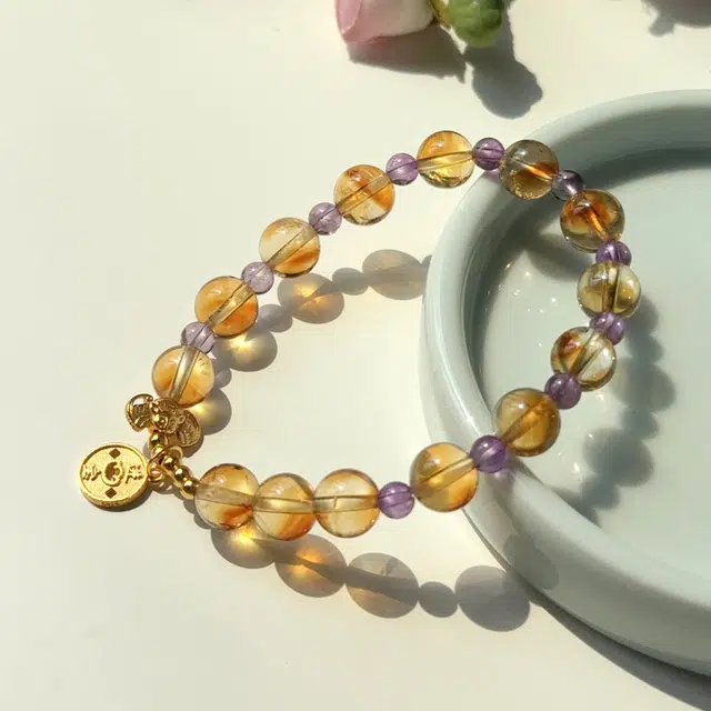 翠雅金楼 接泼天富贵 招财纳福新中式国潮财源广进聚财转运手饰 日常通勤百搭#好运天然 黄水晶 手串 女款