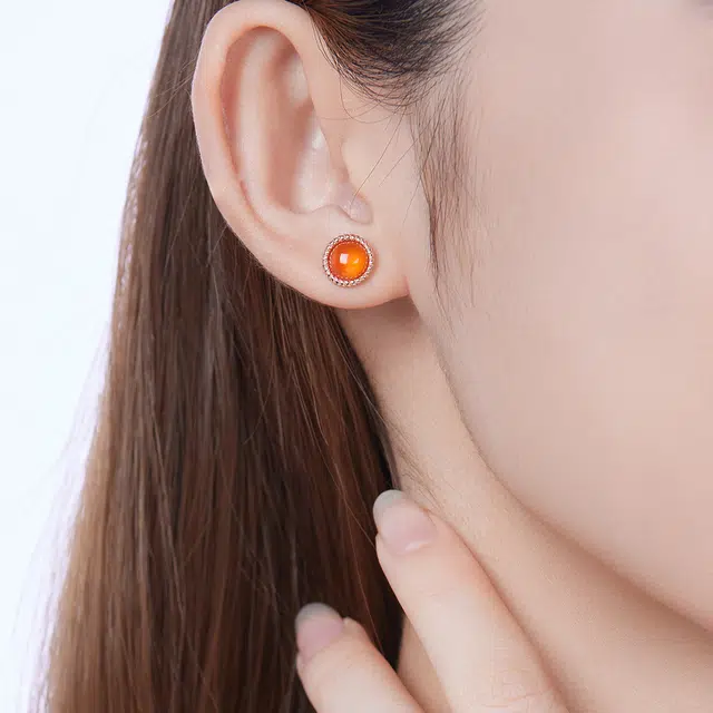 翠雅金楼 新中式国风 大气优雅 玛瑙 玉石耳钉 男女同款情侣款