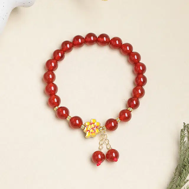 翠雅金楼 鸿运当头 精致显白红色新中式国潮国风大气百搭优雅大方转运珠 招财纳福小众设计感#好运天然 玛瑙 手串 女款