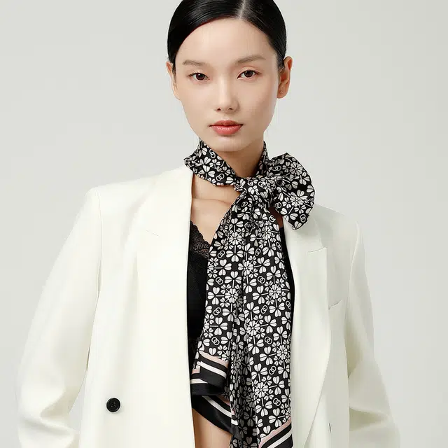 丝界 经典时尚百搭通勤真丝领巾百变 丝巾 女款