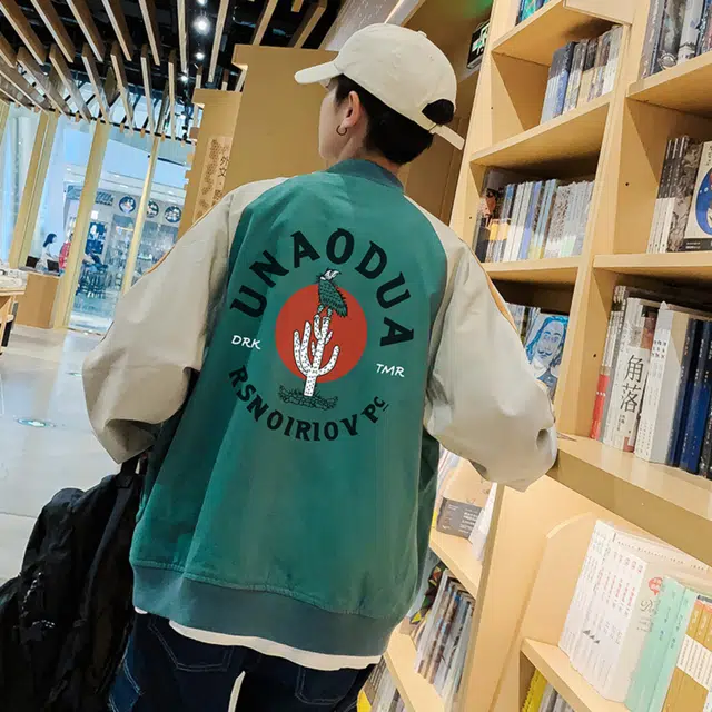 稻草人 春秋季港风帅气嘻哈个性百搭字母印花情侣运动外套韩版潮流棒球服宽松休闲上衣夹克 男女同款