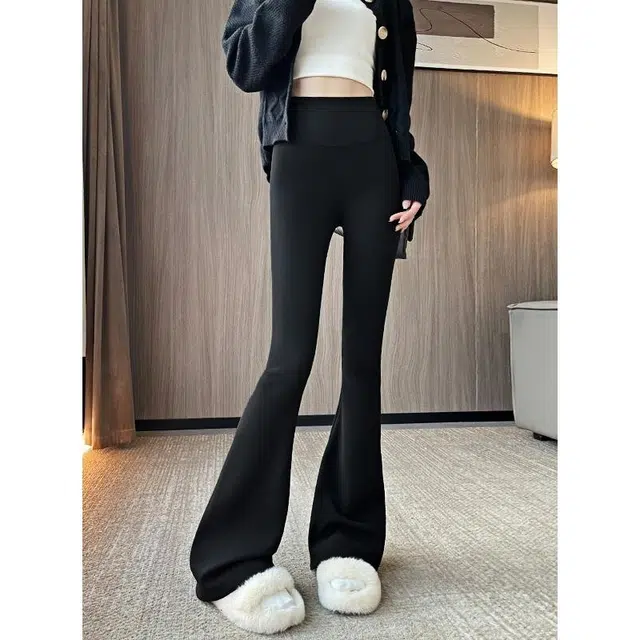 莫代尔 高腰显瘦提臀紧身微喇鲨鱼裤外穿款 薄款运动瑜伽打底裤 女款