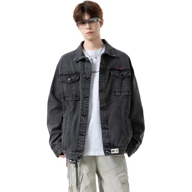 巴塞罗那足球俱乐部 潮牌男款外套美式复古水洗落肩宽松舒适百搭上衣夹克 男女同款