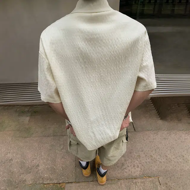 巴塞罗那足球俱乐部 美式高街风肌理感泡泡格花卉字母印花轻薄透气凉感冰丝时尚百搭五分宽松翻领短袖衬衫 男女同款