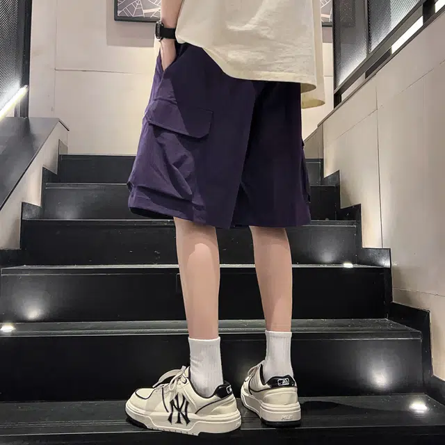 巴塞罗那足球俱乐部 美式户外城市机能风品牌字母印花拉链工装口袋五分宽松百搭潮牌透气轻薄休闲短裤 男女同款