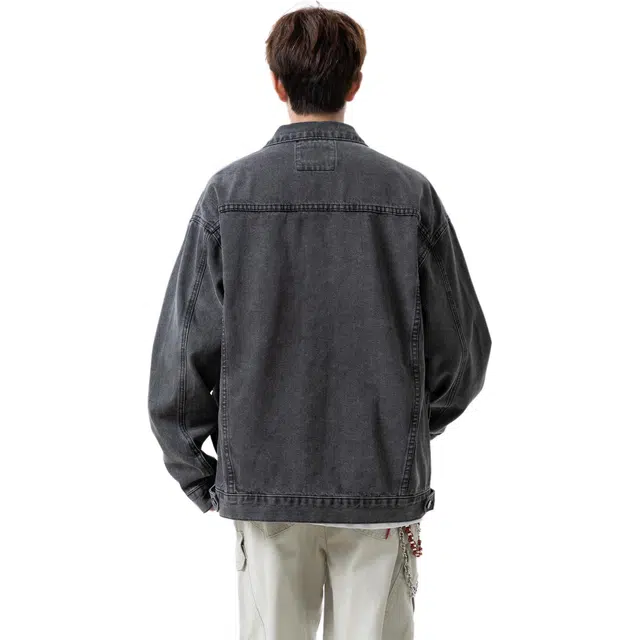 巴塞罗那足球俱乐部 潮牌男款外套美式复古水洗落肩宽松舒适百搭上衣夹克 男女同款