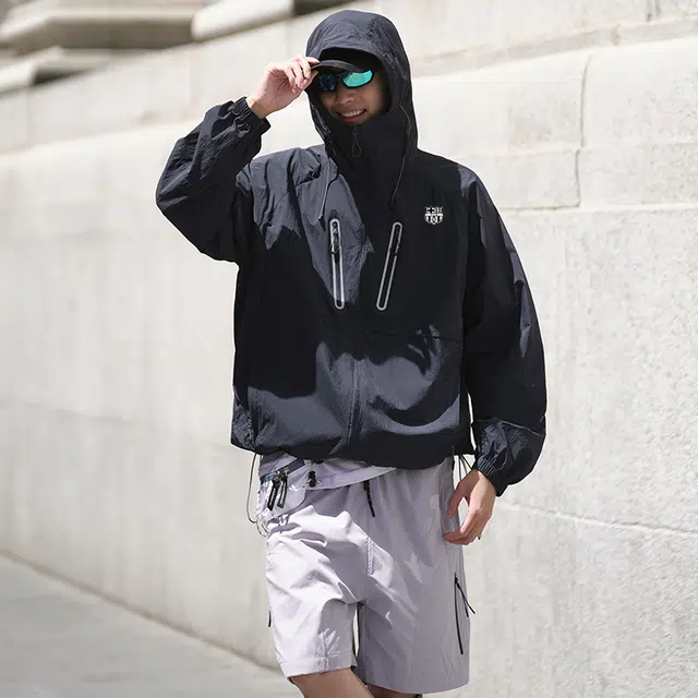 巴塞罗那足球俱乐部 轻奢简约潮流休闲奢华质感美式高街纯色高级户外运动 超轻透气速干防尘防虫防风防紫外线凉感防晒服 男女同款