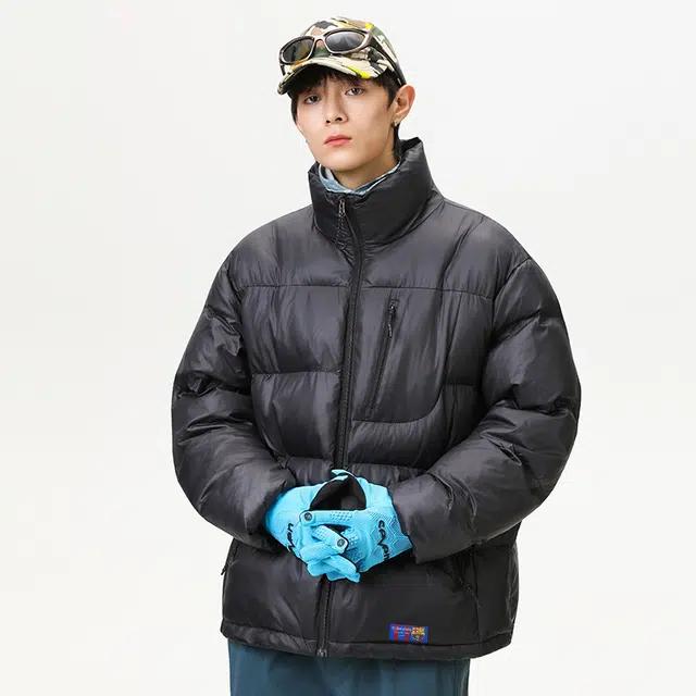 巴塞罗那足球俱乐部 美式复古简约纯色面包服贴布设计多口袋宽松百搭时尚高级感防风保暖外套棉服 男女同款