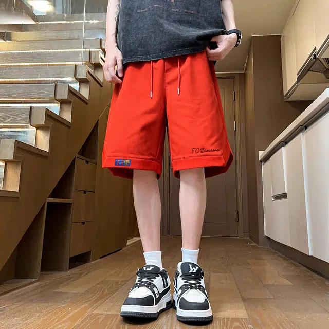 巴塞罗那足球俱乐部 美式高街风纯色基础款五分运动裤宽松轻薄透气休闲短裤 男女同款