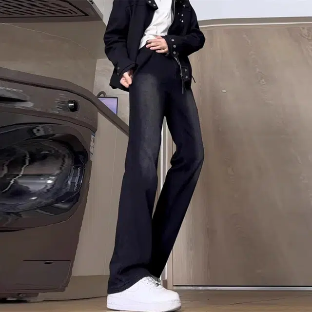 布客行 美式复古水洗做旧高街潮流微喇中腰显高显瘦牛仔裤 男女同款