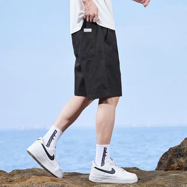 羽浅 男夏季薄款百搭宽松直筒中裤男生韩版运动透气五分裤子男休闲短裤 男款